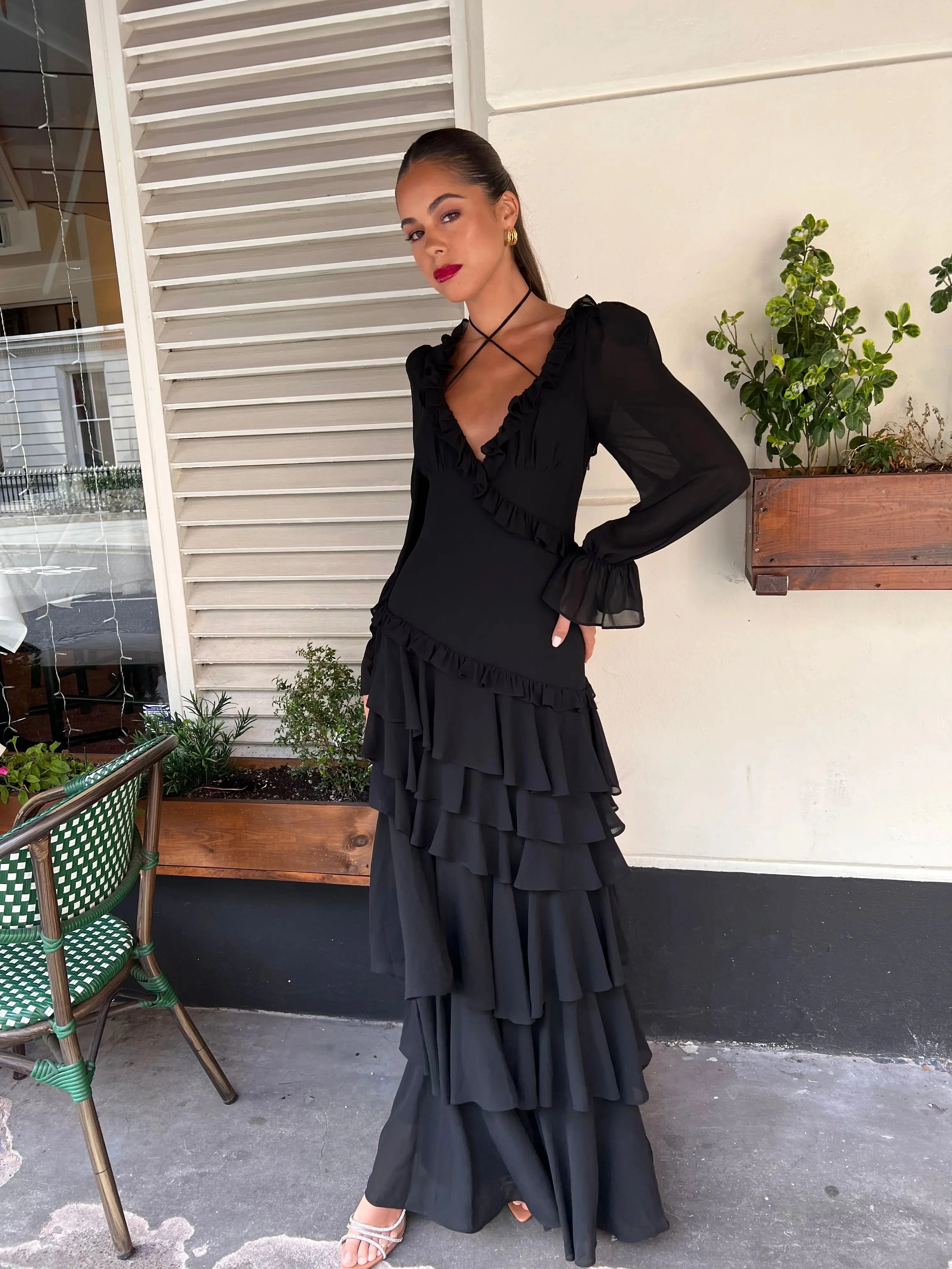 ALB RUFFLE DRESS BLACK - Image 3