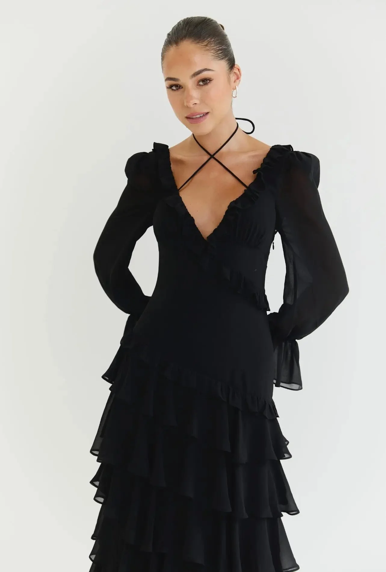 ALB RUFFLE DRESS BLACK - Image 5