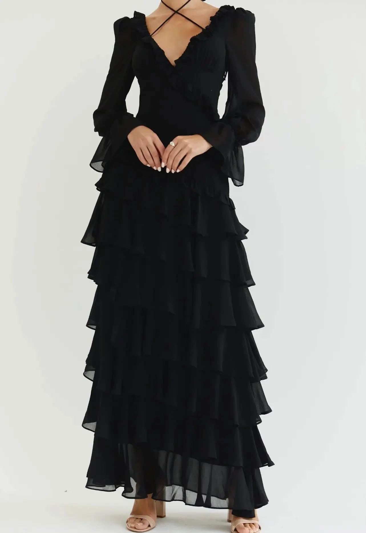 ALB RUFFLE DRESS BLACK - Image 6