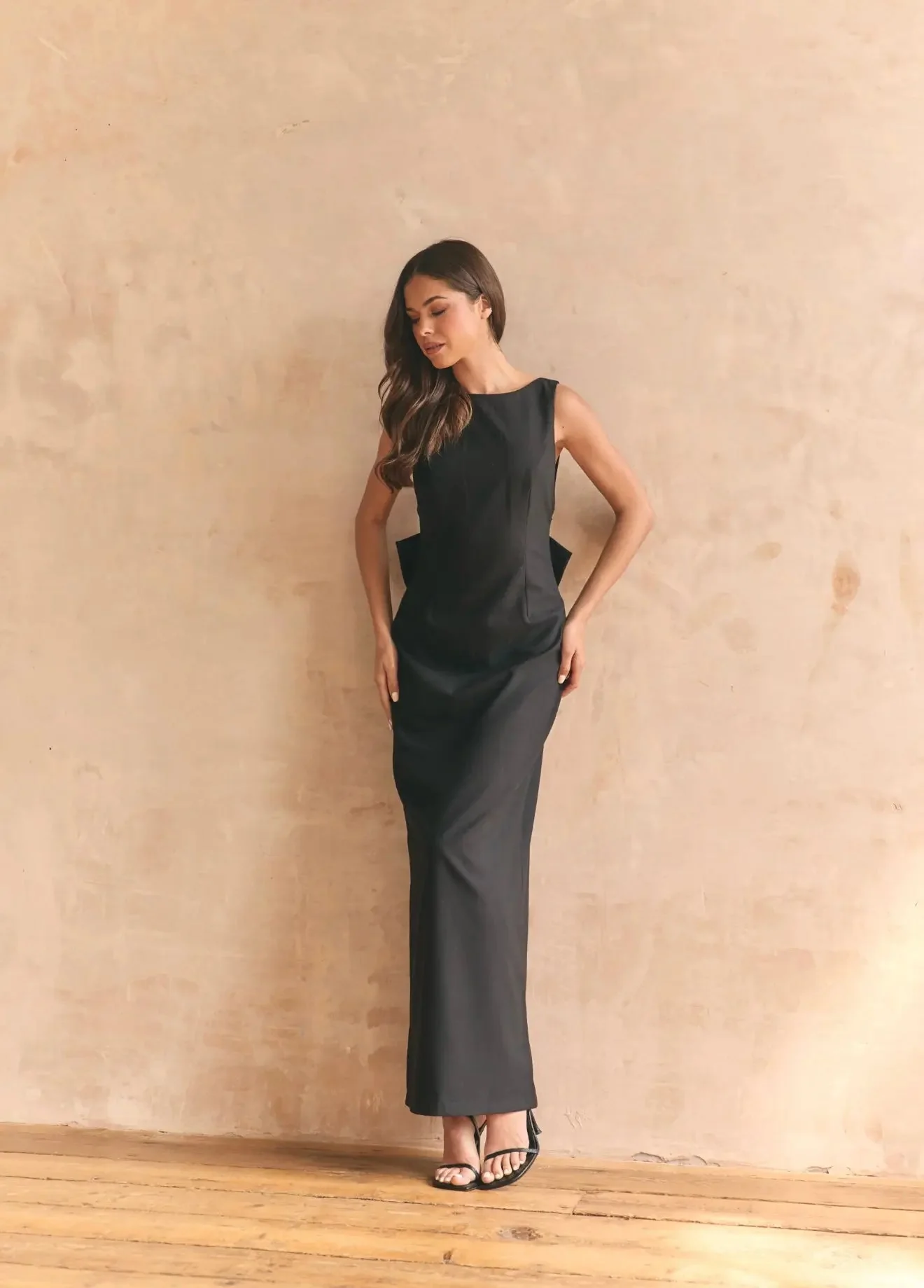 BOW MAXI DRESS BLACK - Image 10
