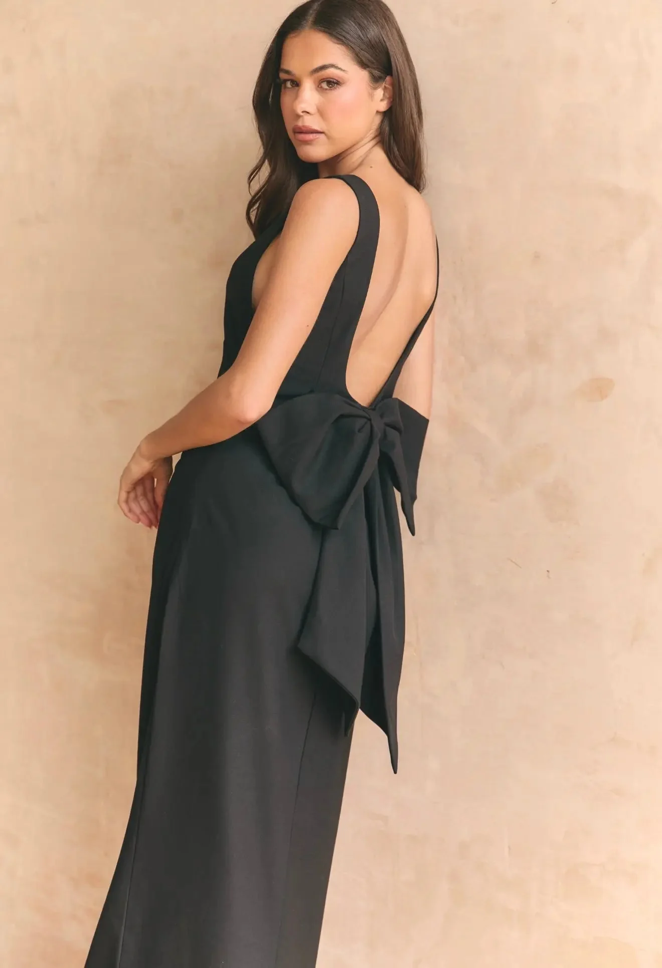 BOW MAXI DRESS BLACK - Image 12