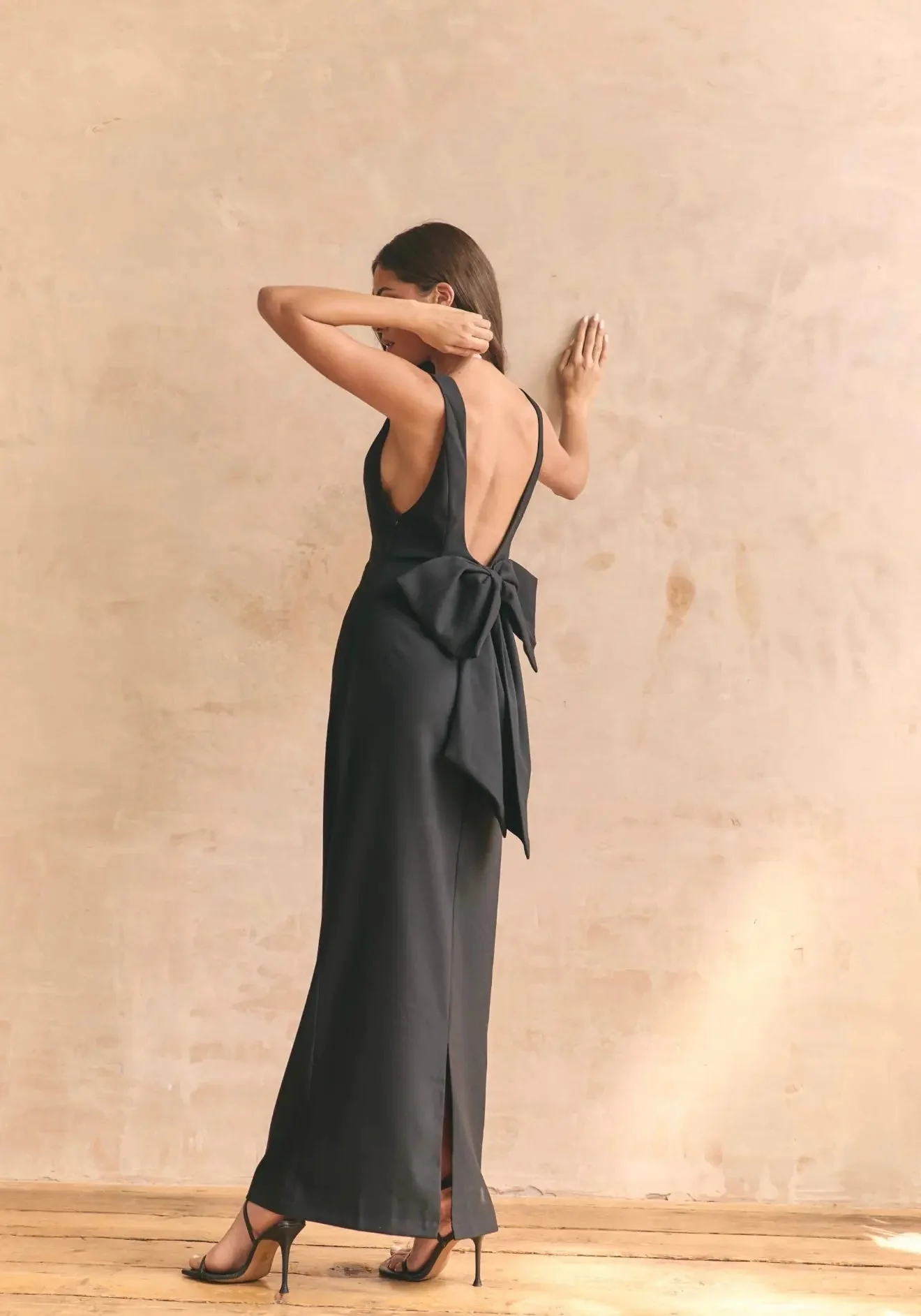 BOW MAXI DRESS BLACK - Image 2