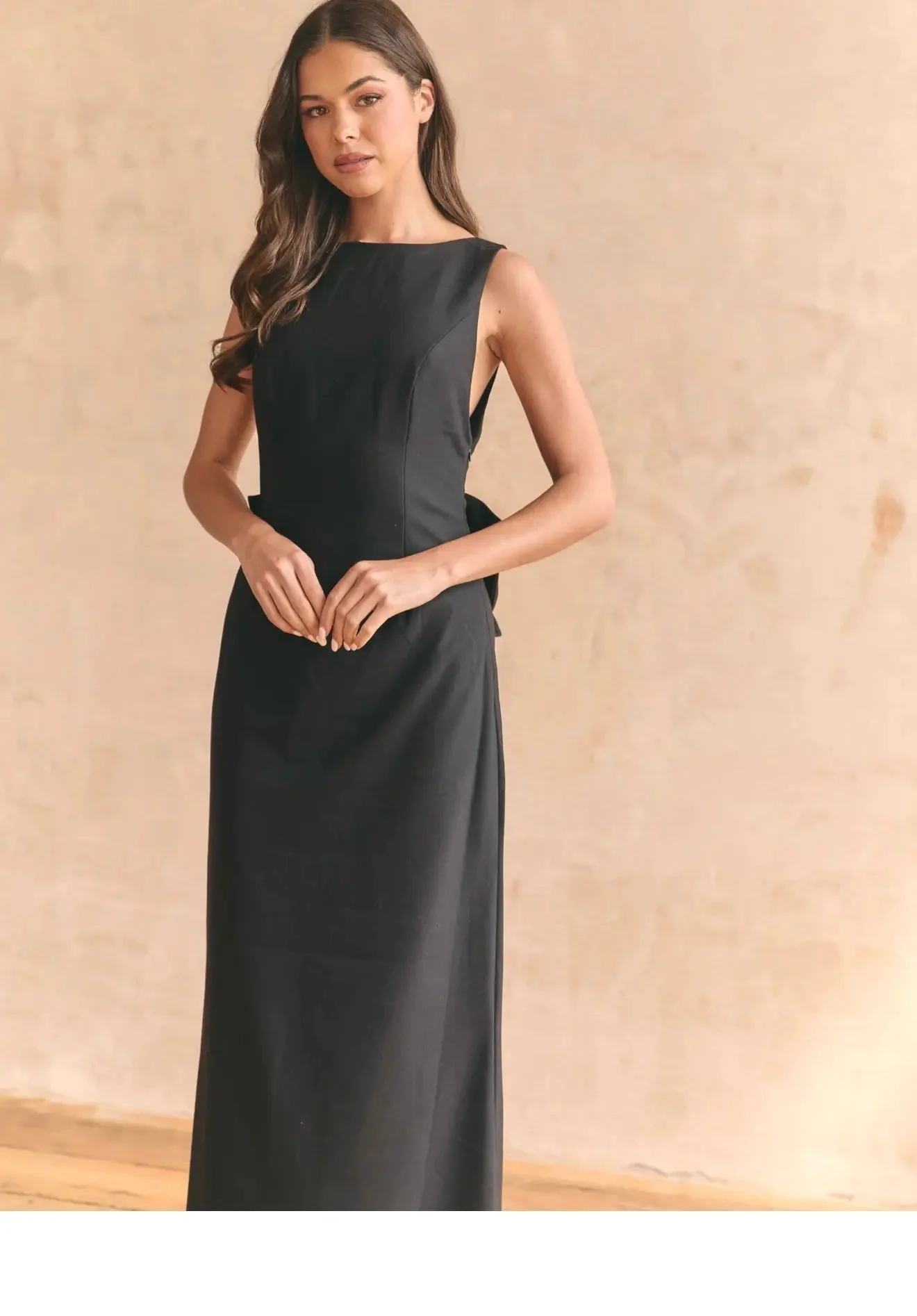 BOW MAXI DRESS BLACK - Image 4