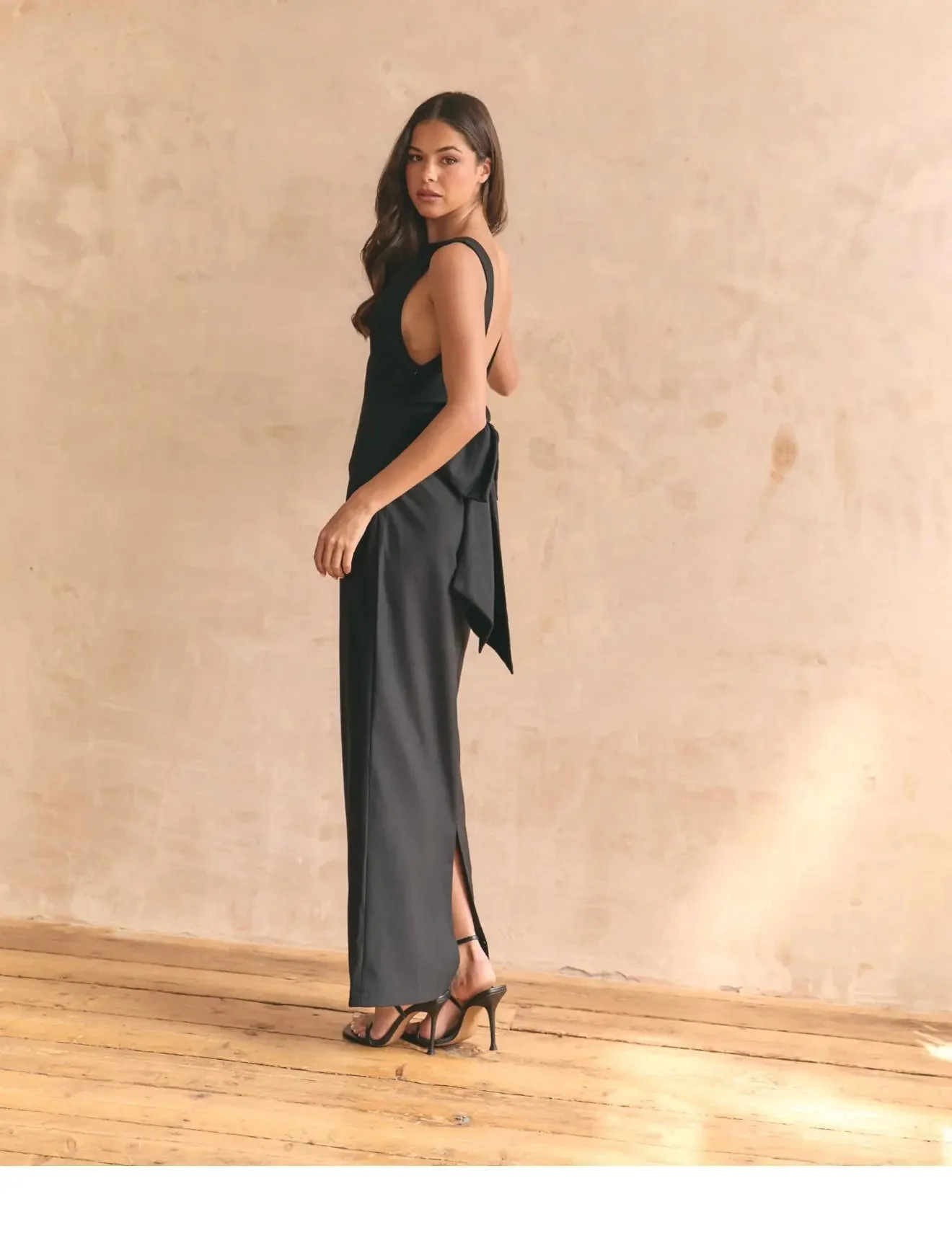 BOW MAXI DRESS BLACK - Image 6