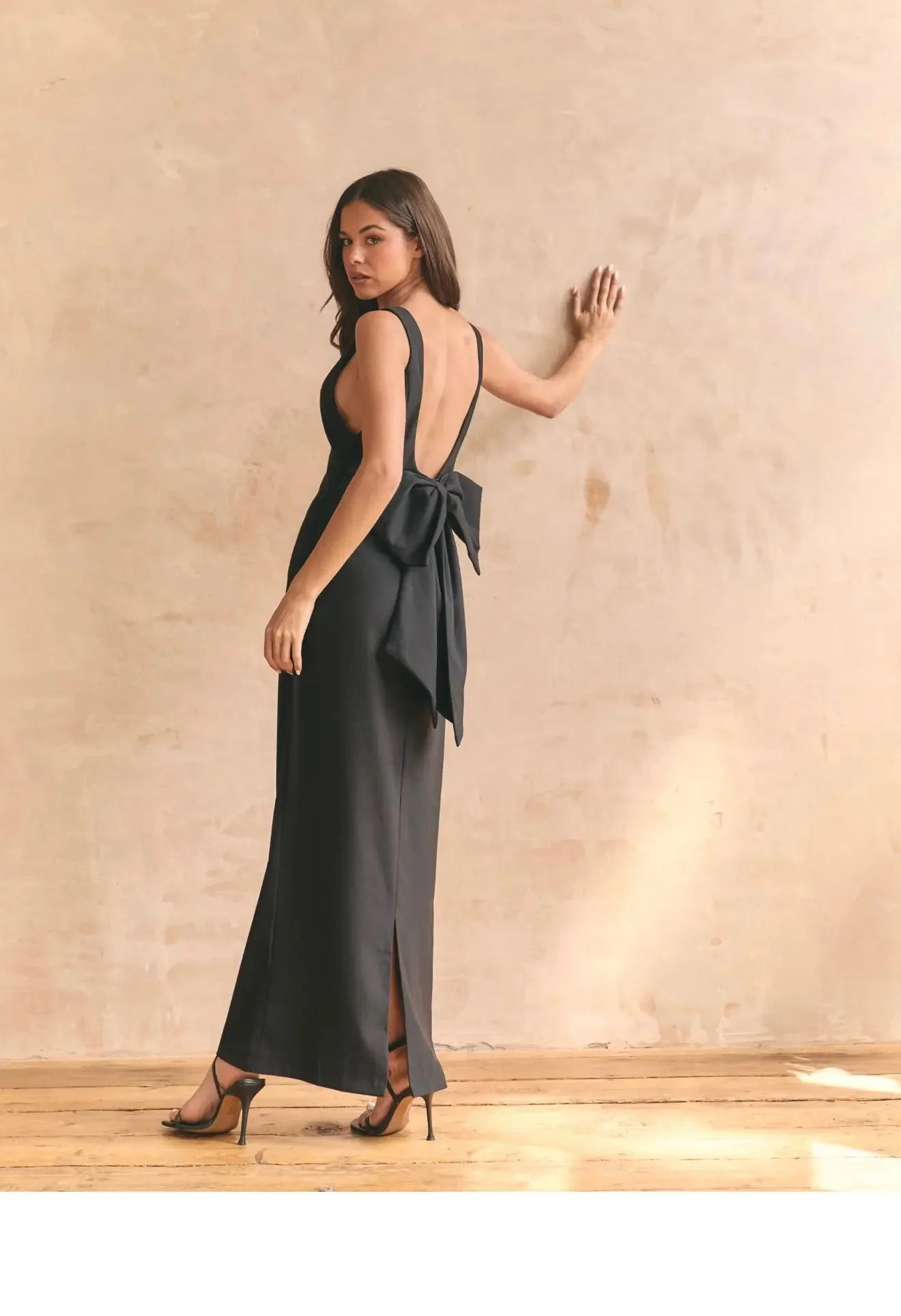 BOW MAXI DRESS BLACK - Image 8