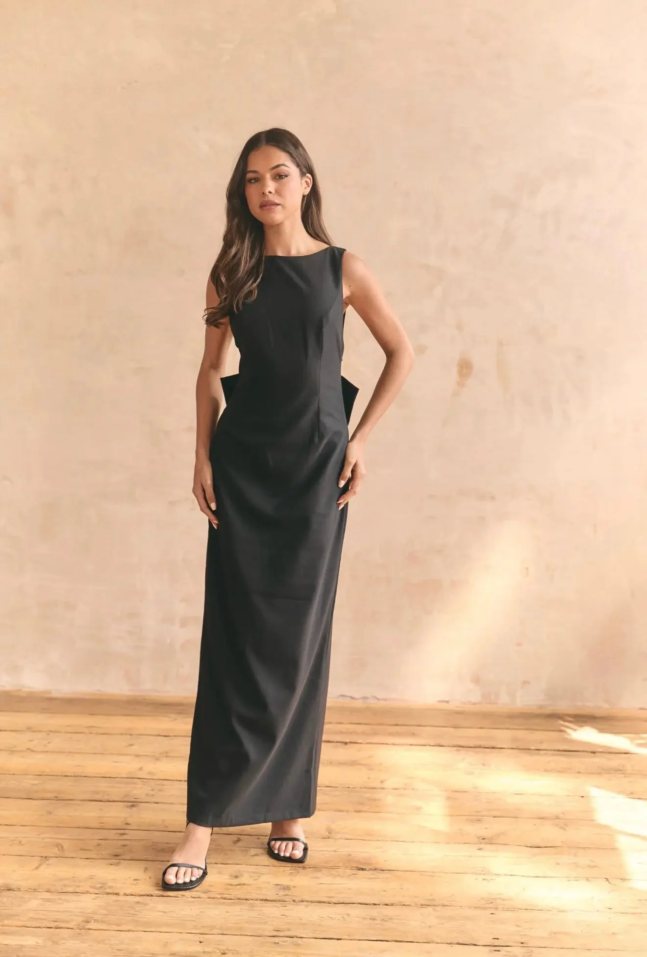 BOW MAXI DRESS BLACK - Image 9