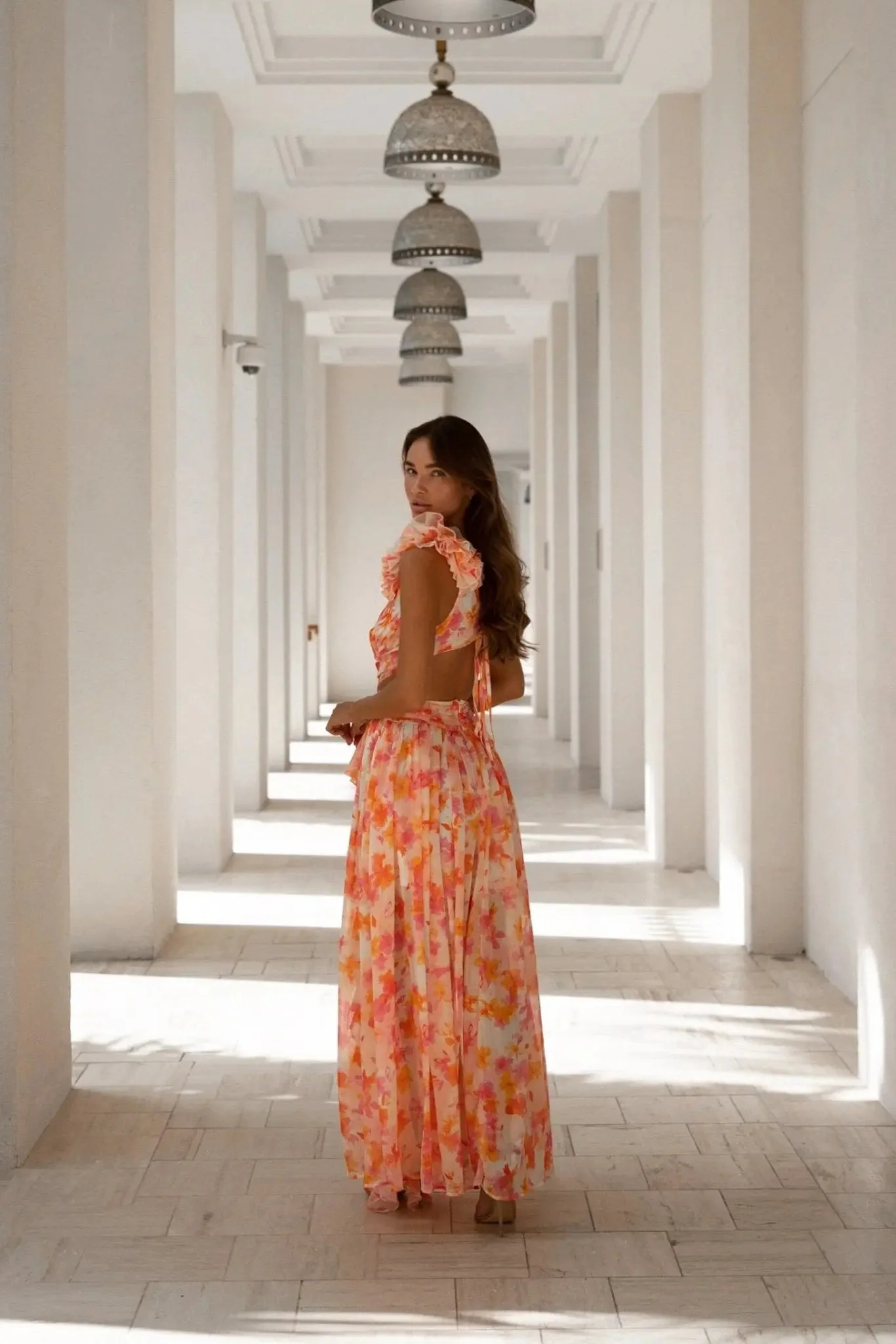 CASSINI MAXI DRESS ORANGE FUCHSIA FLORAL - Image 7