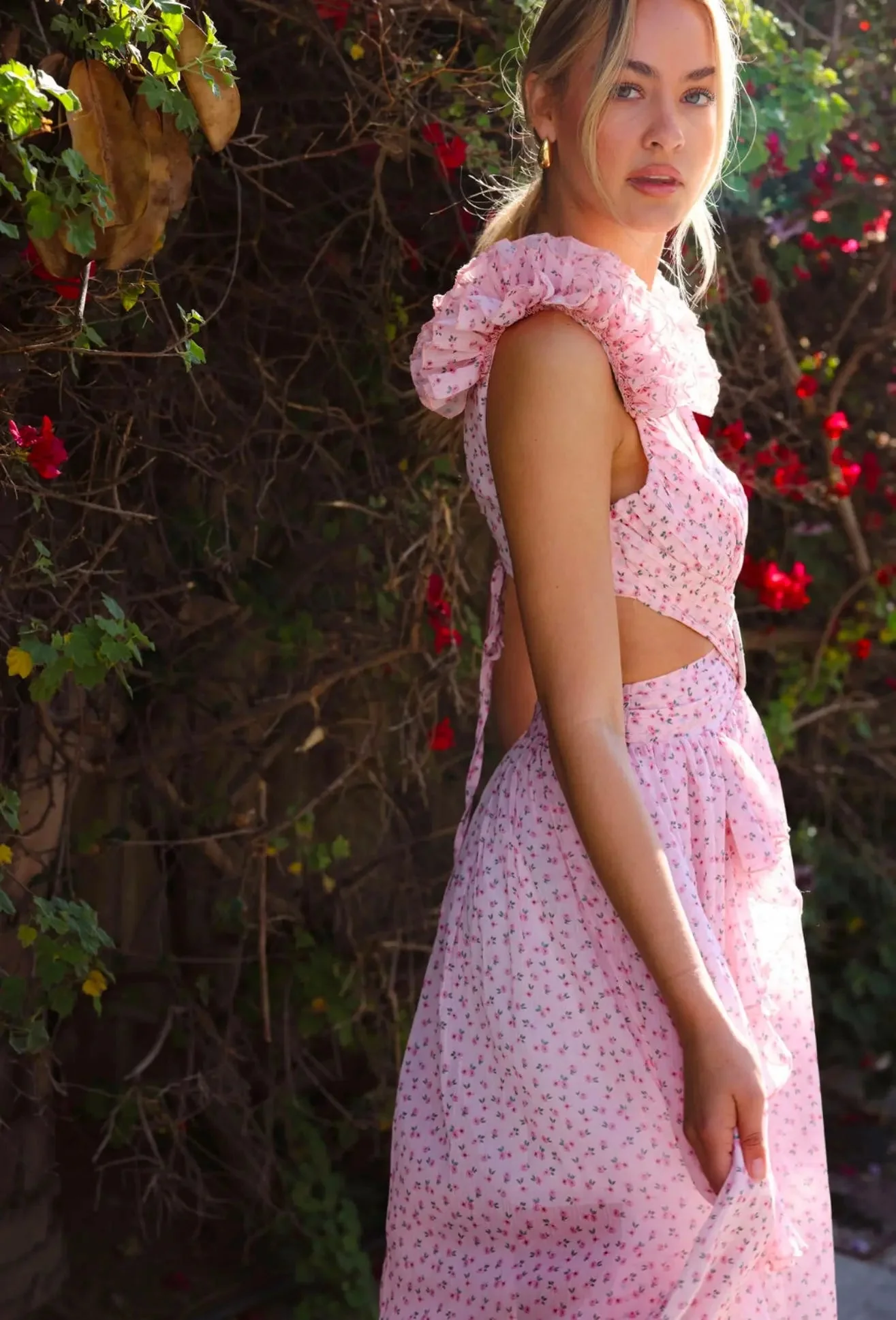 CASSINI MAXI DRESS DITSY PINK - Image 13