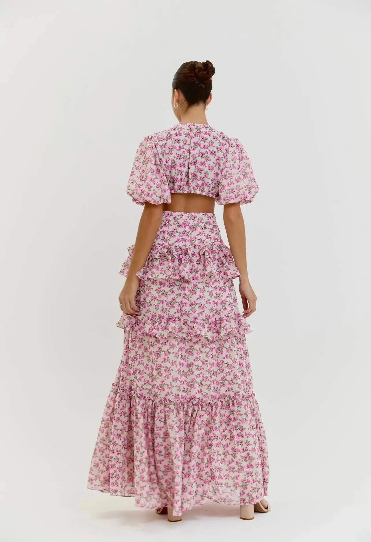CASSINI CAP SLEEVE DRESS PINK FLORAL - Image 9