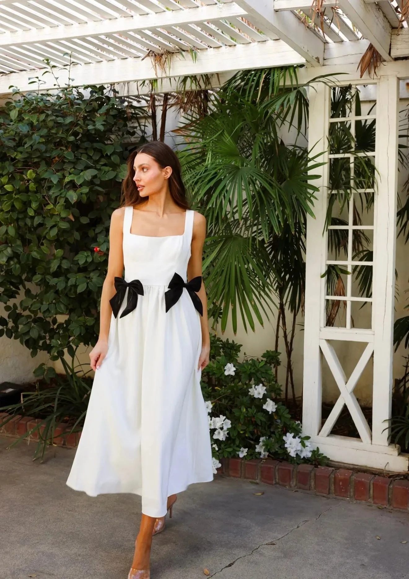 BOW MIDI DRESS WHITE - Image 6