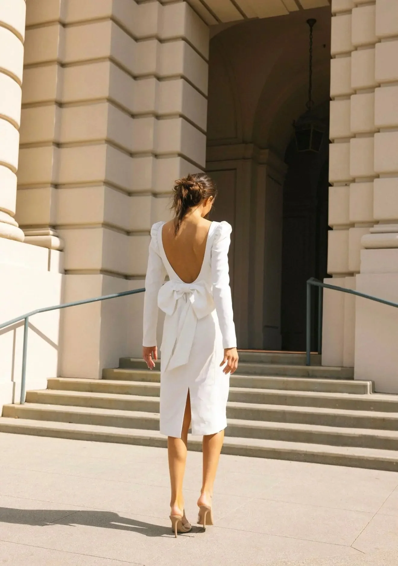 BOW MIDI DRESS WHITE A-LINE - Image 17