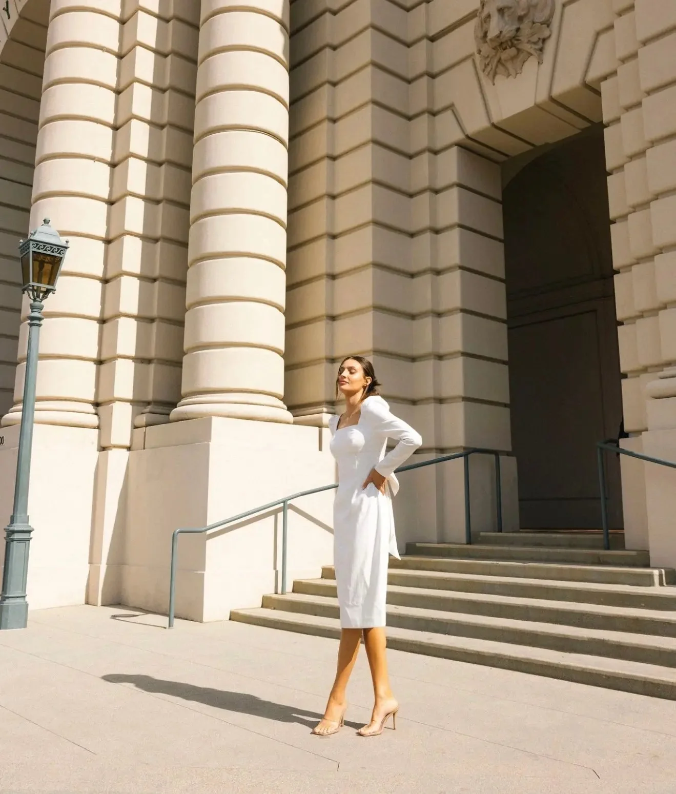 BOW MIDI DRESS WHITE A-LINE - Image 20