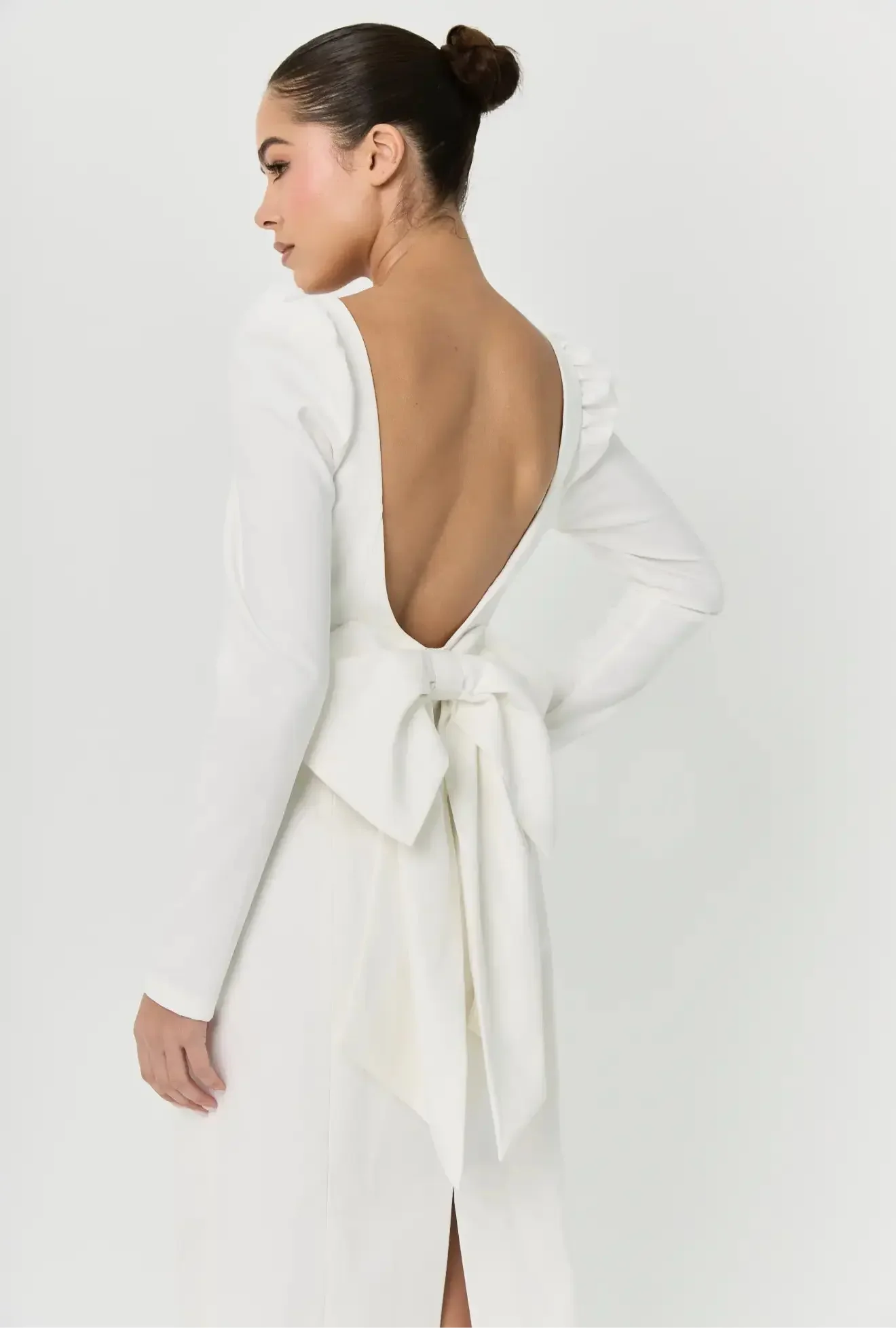 BOW MIDI DRESS WHITE A-LINE - Image 6