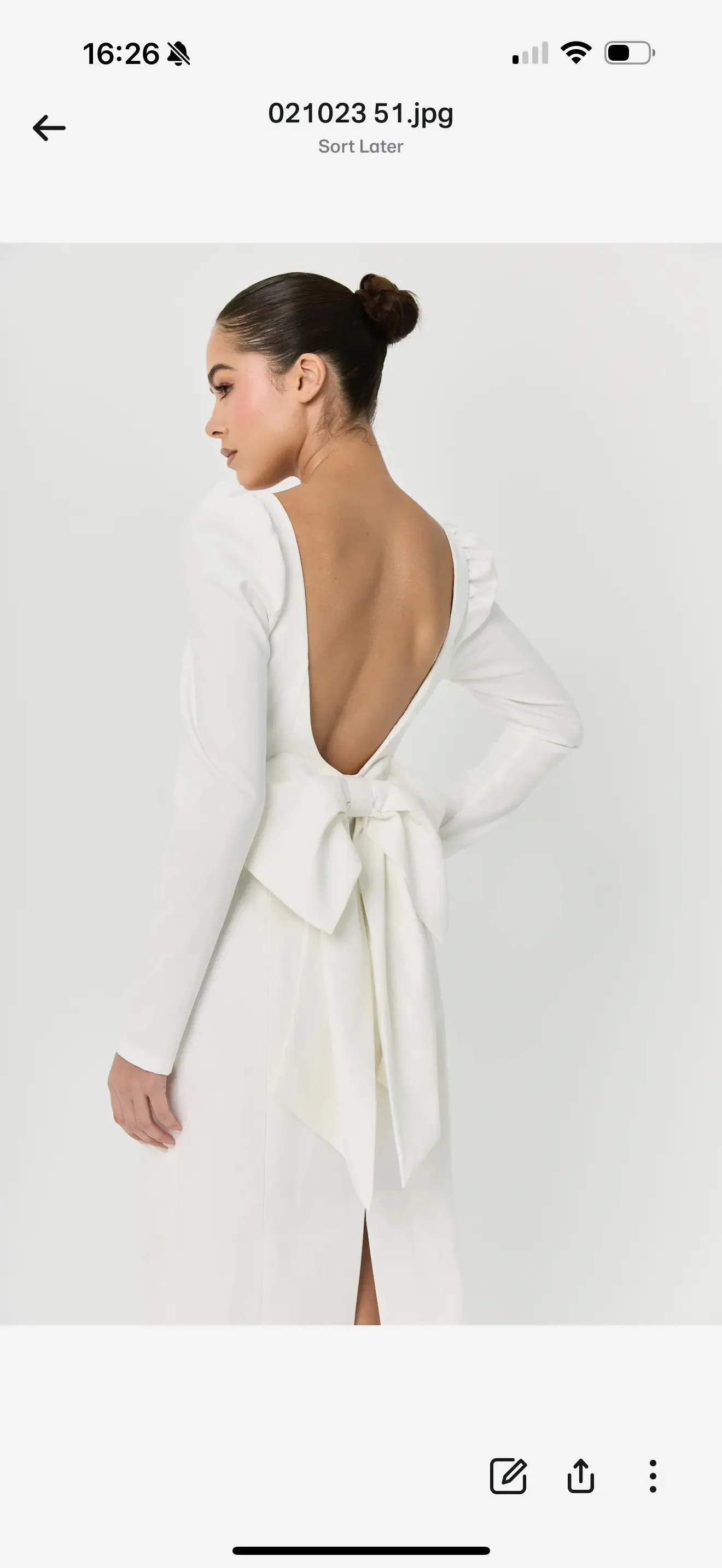 BOW MIDI DRESS WHITE A-LINE - Image 9